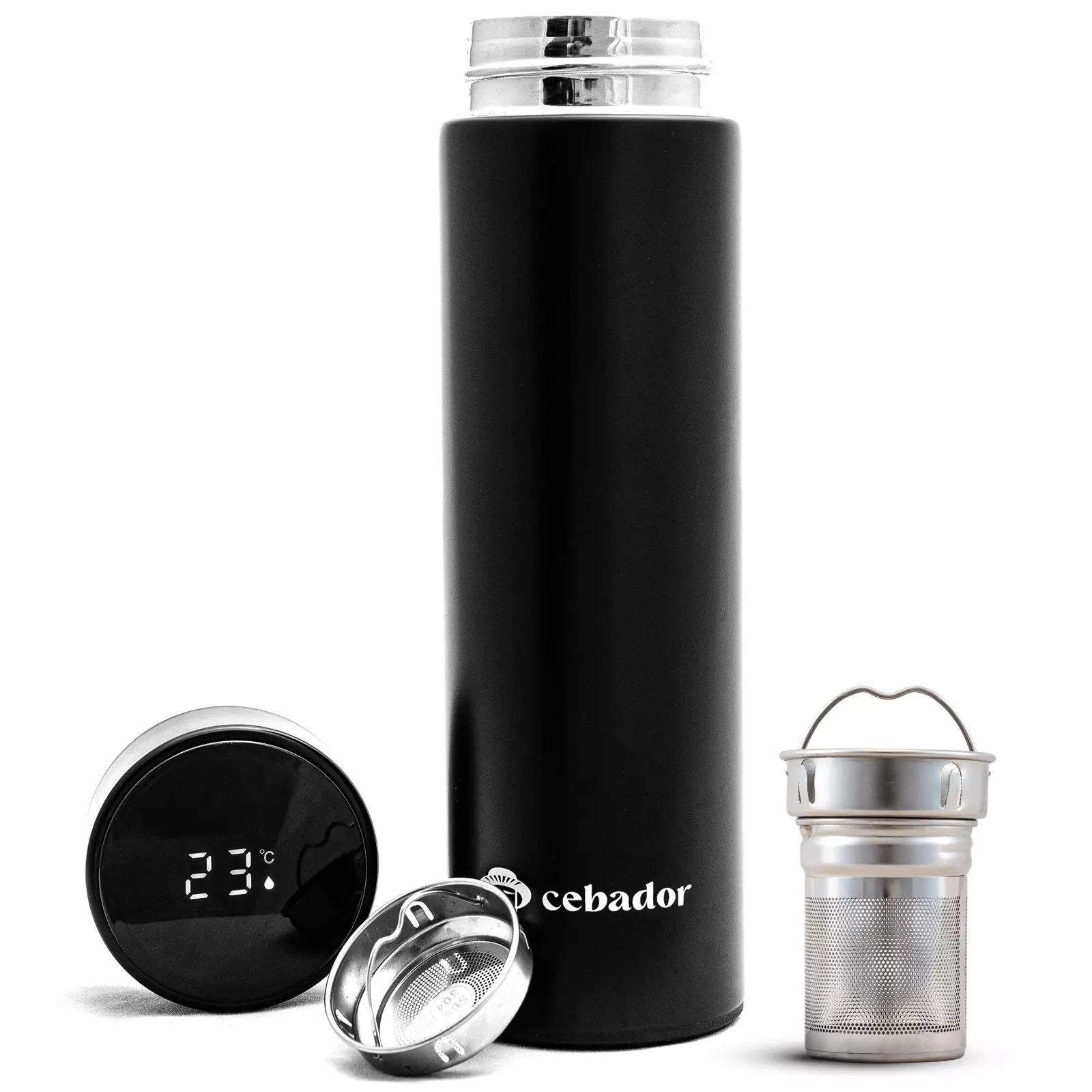 Flask with LED display and infuser