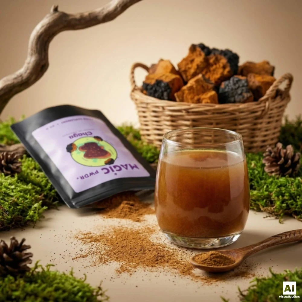 Magic Pwdr Chaga, 10:1 fruiting body extract in powder form.