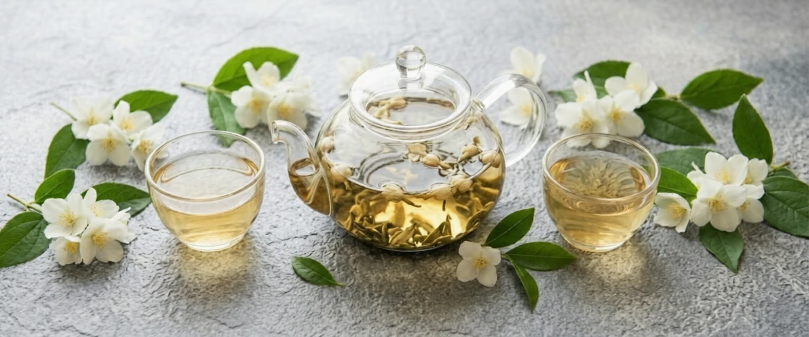 Green jasmine tea – aromatic infusion in a cup
