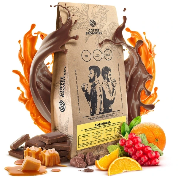 Bro Coffee Roastery Colombia Medellín Premium coffee beans with redcurrants, orange, caramel and chocolate.