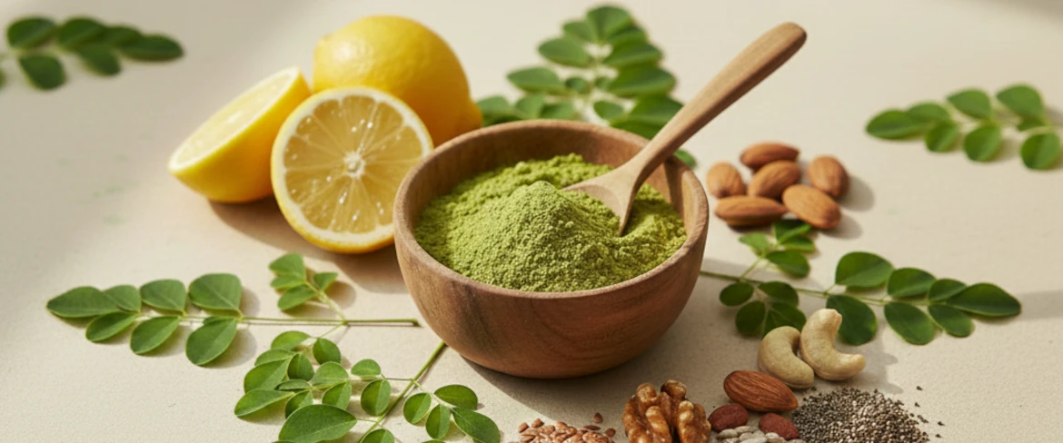 Moringa powder and moringa leaves – rich in nutrients and antioxidants