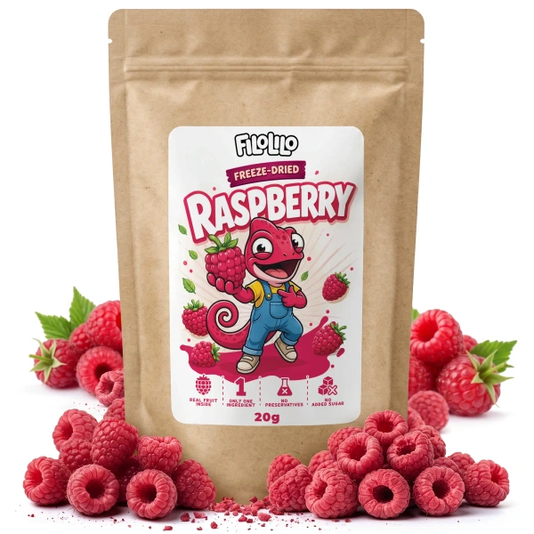 FiloLilo freeze-dried raspberries as a natural snack