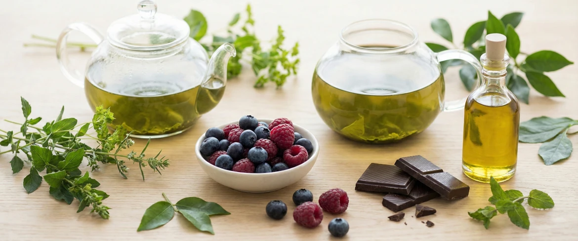 Products rich in polyphenols – berries, cocoa and green tea