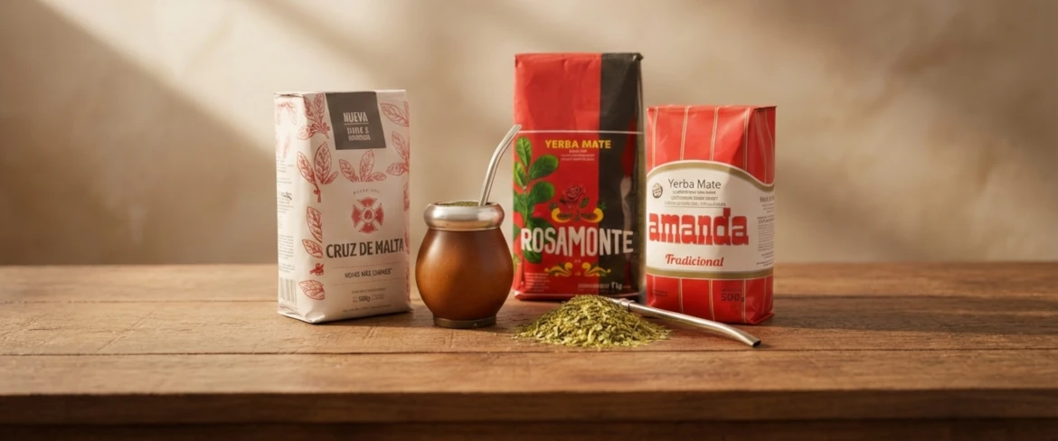 Classic Argentine yerba mate brands – Amanda, Rosamonte and Cruz de Malta