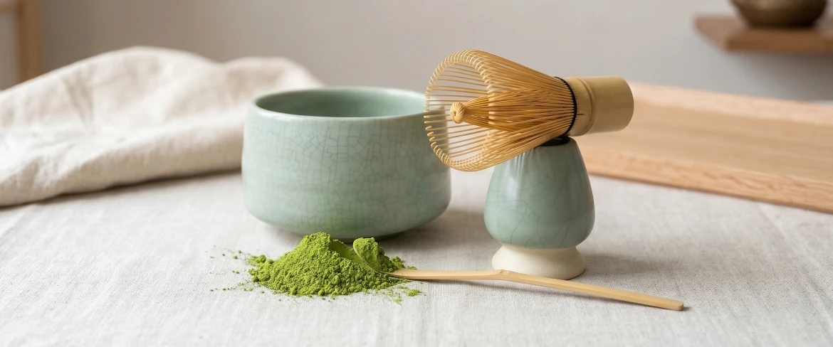 Matcha whisk chasen and kusenaoshi stand – matcha set
