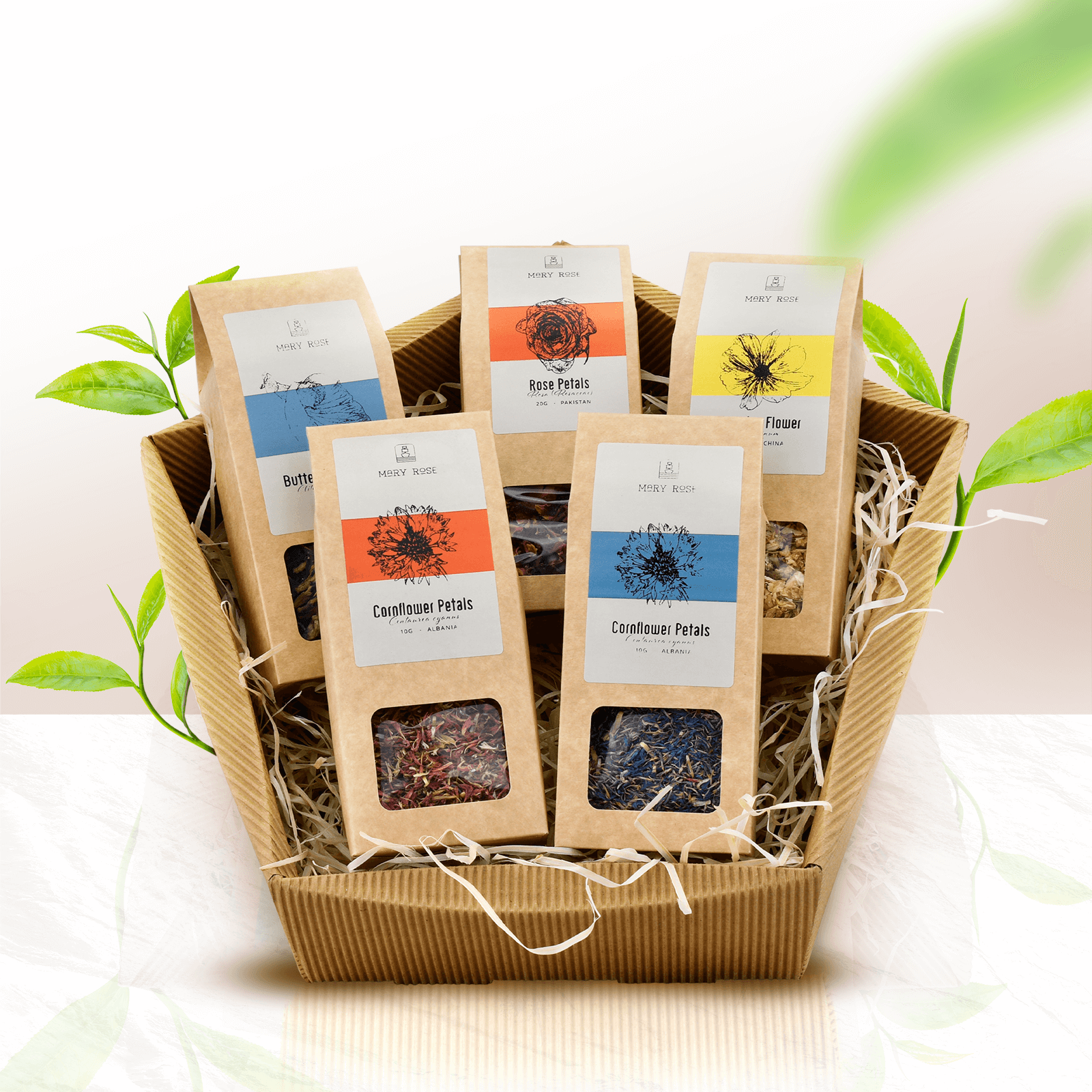 Gift Set Mary Rose edible flowers Sets \ Yerba Mate Tea Gift Sets Tea