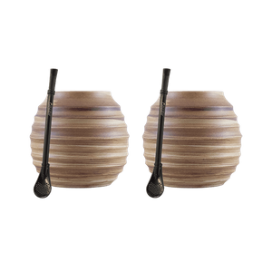 Yerba Mate Accessories Set: 2x Calabash + 2x Bombilla