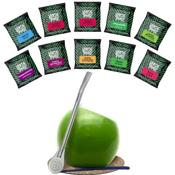 Yerba Mate Set: Verde Mate 10x50g samples + Calabash + Bombilla