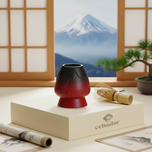 Kusenaoshi – Ceramic Chasen Holder – Mountain (red)