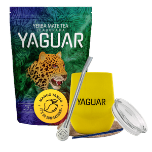 Yerba Mate Set: Yaguar Mango Tango 500g + TermoLid + Bombilla