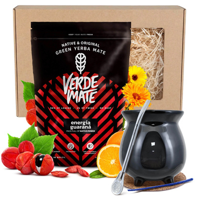 Yerba Mate Gift Set: Verde Mate Energía Guaraná + Mate Gourd + Bombilla