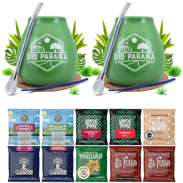 Yerba Mate Set FOR TWO Calabash Bombilla