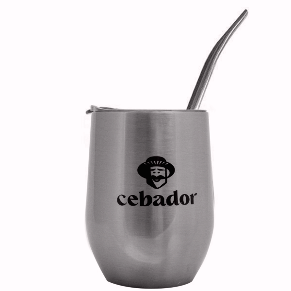 TermoLid – thermal mate cup with a lid – Cebador (silver) – 350 ml
