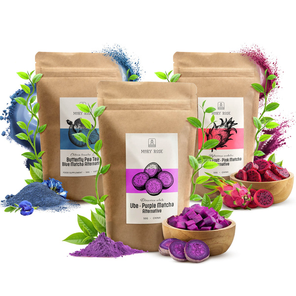 Colourful Matcha Set: Blue Matcha + Pink Matcha + Purple Matcha
