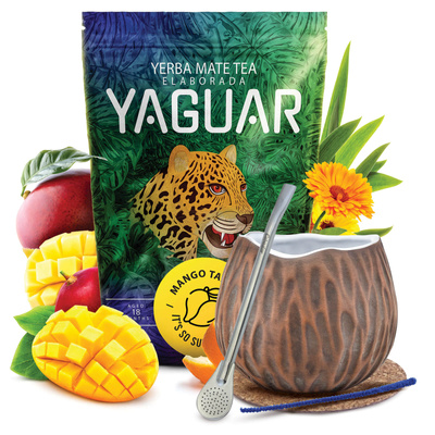 Yerba Mate Set Yaguar 500g 0.5kg Calabash + Bombilla