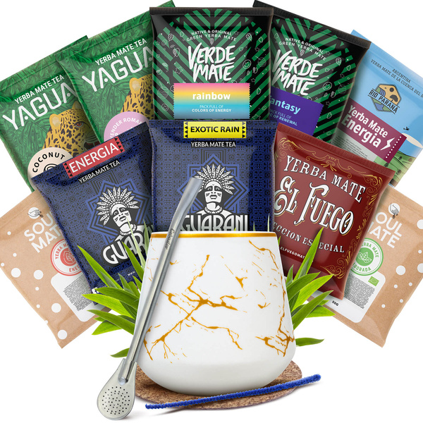Yerba Mate Set: samples 10x50g Calabash + Bombilla