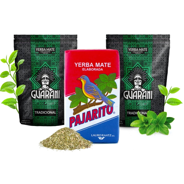 Yerba Mate Elaborada Set: 2x Guarani + 1x Pajarito