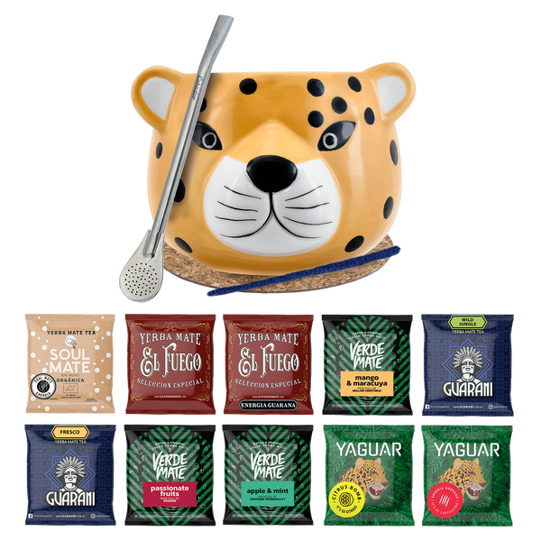 Yerba Mate Set 10x50g Calabash Gatito Bombilla