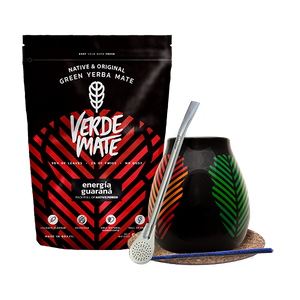 Yerba Mate Set: Verde Mate Energía Guaraná 500g + Calabash + Bombilla