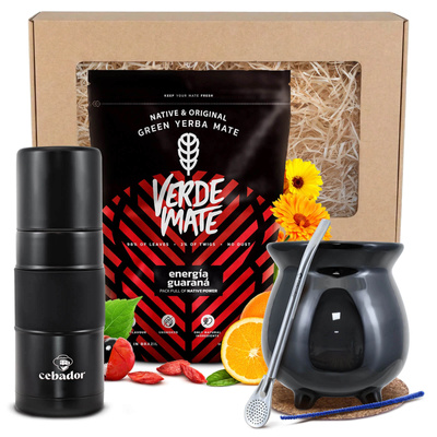 Yerba Mate Gift Set: Verde Mate Energía Guaraná 0.4kg + Yerbomos X + Mate Gourd + Bombilla
