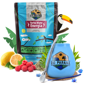 Yerba Mate set Rio Parana Energia 500g Calabash + Bombilla