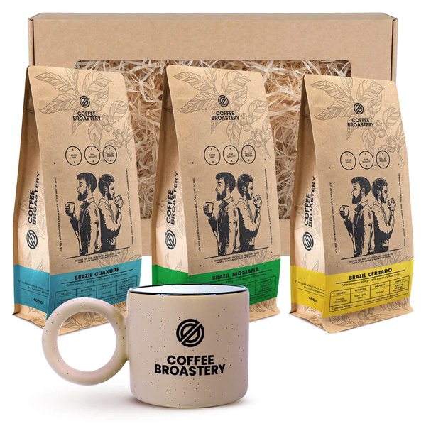 Bro Coffee Roastery Gift Set: 3× Brazilian Coffee + Mug