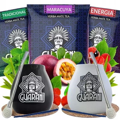 Yerba Mate Set for two 3x50g 150g 2x Calabash + 2x Bombilla