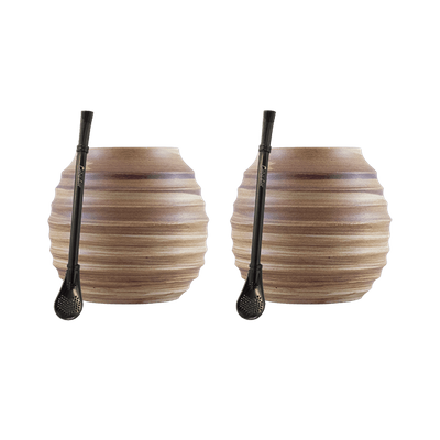 Yerba Mate Set of Accessories: 2x Calabash + 2x Bombilla
