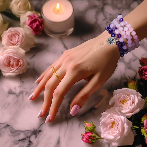 Mala bracelet with amethyst and rose quartz – Buddha