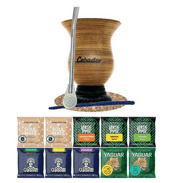 Yerba Mate Set 10x50g Calabash + Bombilla