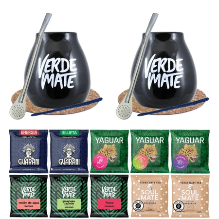 Double Set Yerba Mate Gourd Bombilla 10x50g