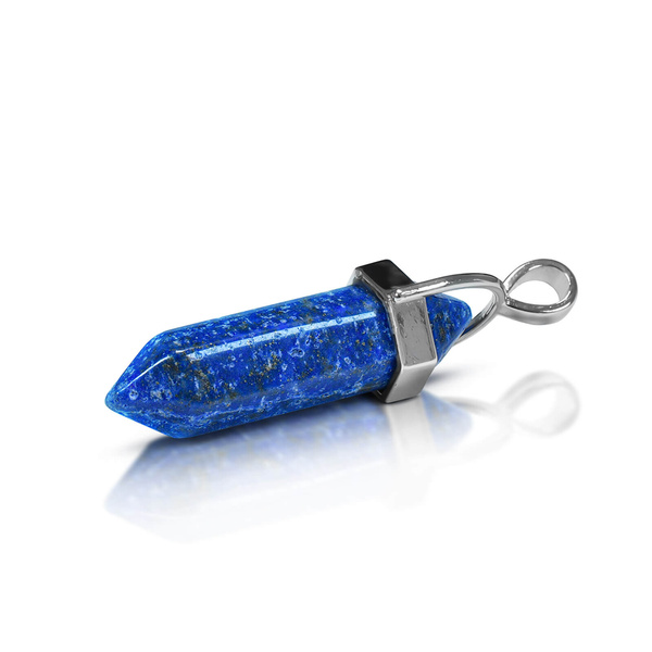 Pendant with lapis lazuli in pouch + chain