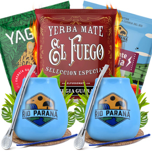 Yerba Mate Energia Set FOR TWO Calabash Bombilla