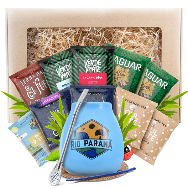Yerba Mate Gift Set 10x50g 500g Calabash + Bombilla