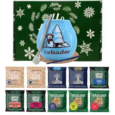 Winter Gift Set Yerba Mate 10x50g Mate Gourd + Bombilla