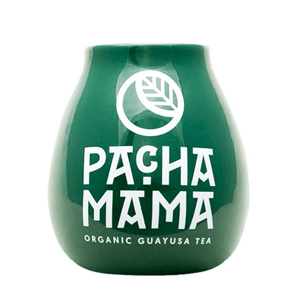 Ceramic Mate Gourd with Pachamama Logo (Green) 350ml