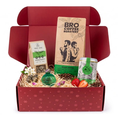 Christmas Gift Set with Coffee and Tea: Bro Coffee Roastery Brazil Samba + Mary Rose Teas