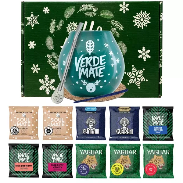 Winter Gift Set Yerba Mate 10x50g Mate Gourd + Bombilla