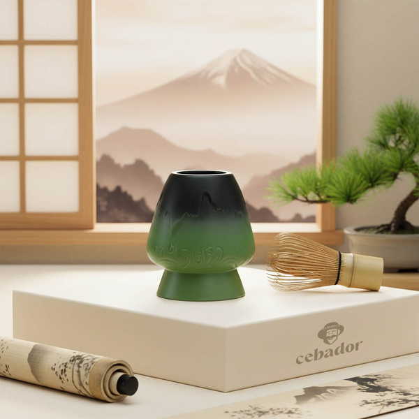 Kusenaoshi – Ceramic Chasen Holder – Mountain (green)