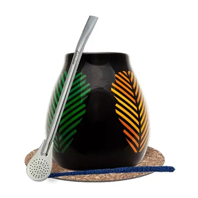 Set colorful Gourd  + Bombilla 19cm Yerba Mate