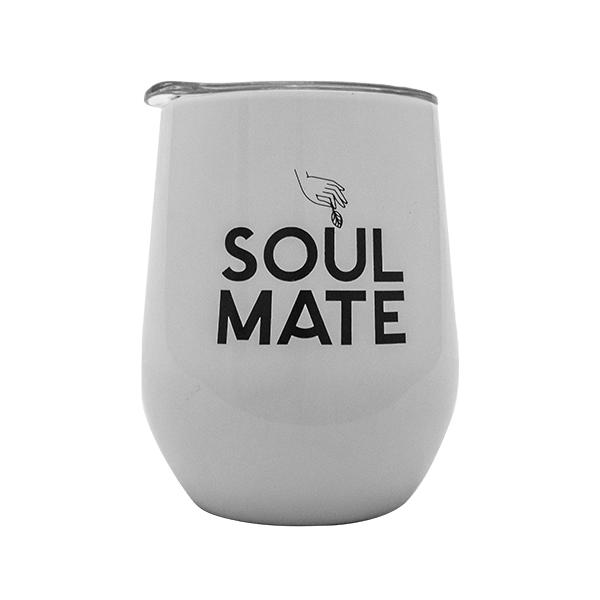 TermoLid – stainless steel vessel with a lid – Soul Mate (white) – 350 ml