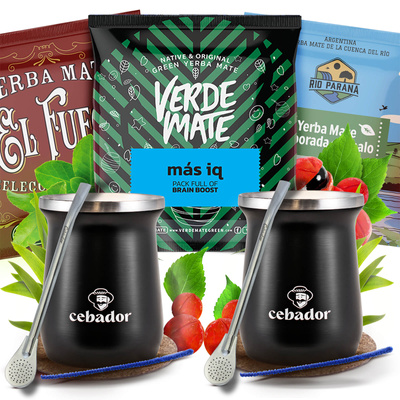 Yerba Mate Set for two 3x50g 150g 2x TermoMate + 2x Bombilla