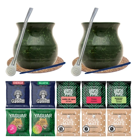 Set for two 10x50g  mate tea Bombilla Gourd