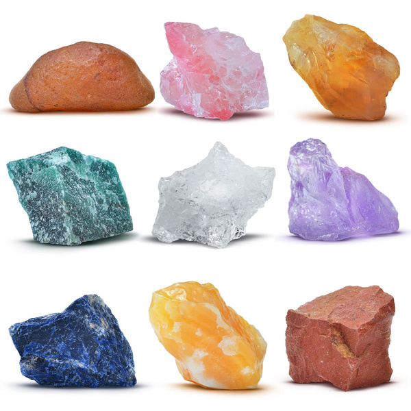 Set of natural stones and crystals - esotericism, yoga, meditation
