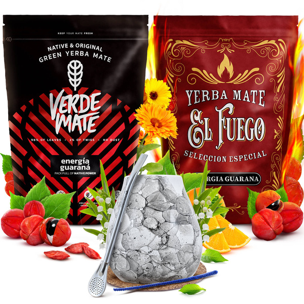 Yerba Mate set Verde Mate El Fuego Energia 2x500g + accessories