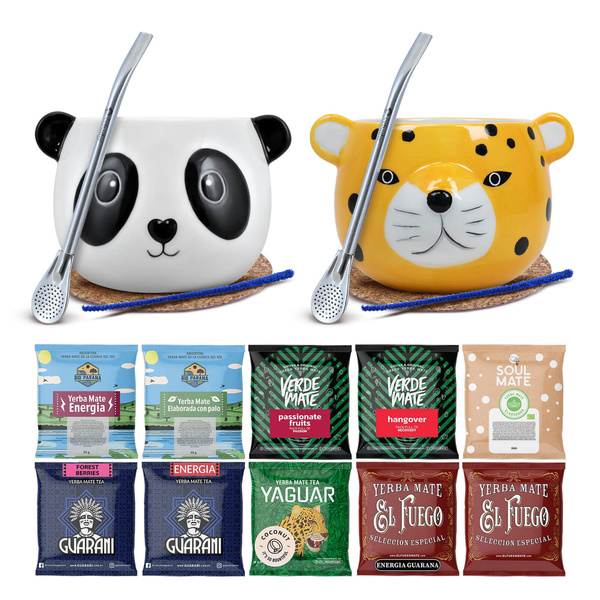 Yerba Mate Set FOR TWO Calabash Bombilla