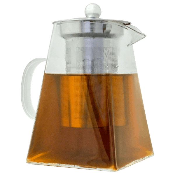 Glass teapot with removable infuser and steel lid
