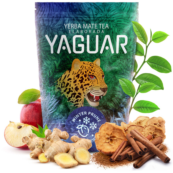 Christmas Gift Set Yerba Mate Yaguar Winter Prune 500g + Gourd and Bombilla