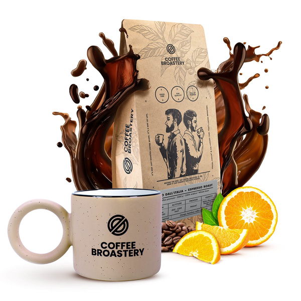 Bro Coffee Roastery Set: Amico dall'Italia Espresso Roast Coffee + Mug