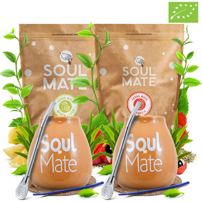 Yerba Mate Set for Two: Soul Mate 2x500g + 2x Calabash + 2x Bombilla